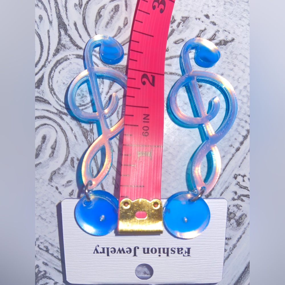 🎼Music Earrings🎼-New/Fun/Large/Iridescent/Plastic/Hippie/Rainbow/Party/Fun/Luv - Picture 11 of 12